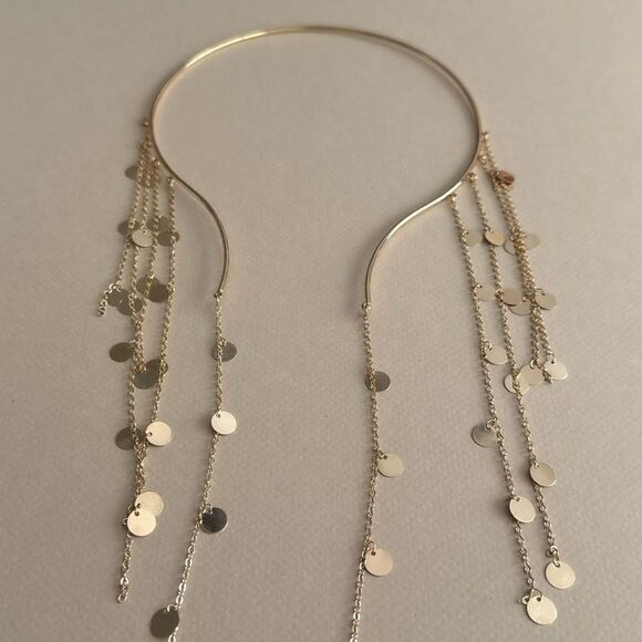 Elegant Gold Disc Necklace S1271 - Picture 3 of 3